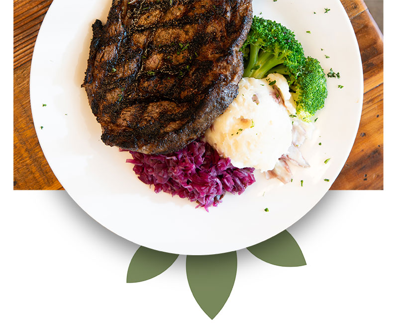 14oz Black Angus Hand Cut Ribeye at Purple Olive